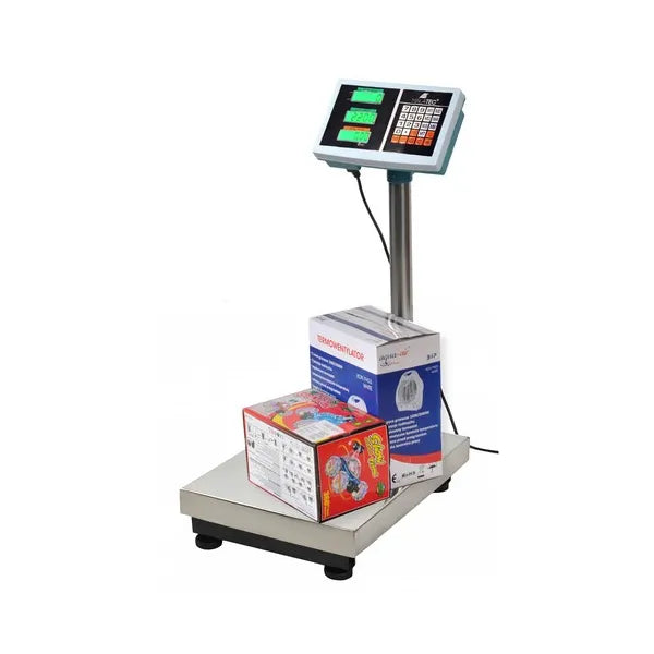 Raktári elektronikus mérleg 100 kg-ig, LCD kijelző, rozsdamentes acél