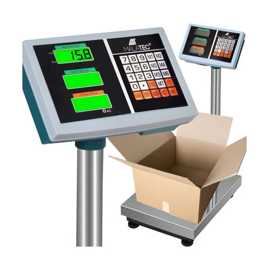 Raktári elektronikus mérleg 100 kg-ig, LCD kijelző, rozsdamentes acél