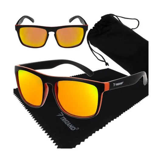 Polarizált UV400 tükrös napszemüveg unisex, fekete-narancs
