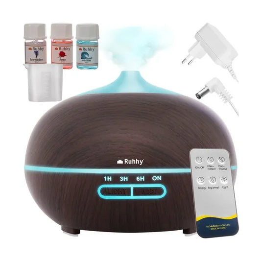 Ultrahangos aroma diffúzor 400 ml, LED fény, ionizáló párásító távirányítóval