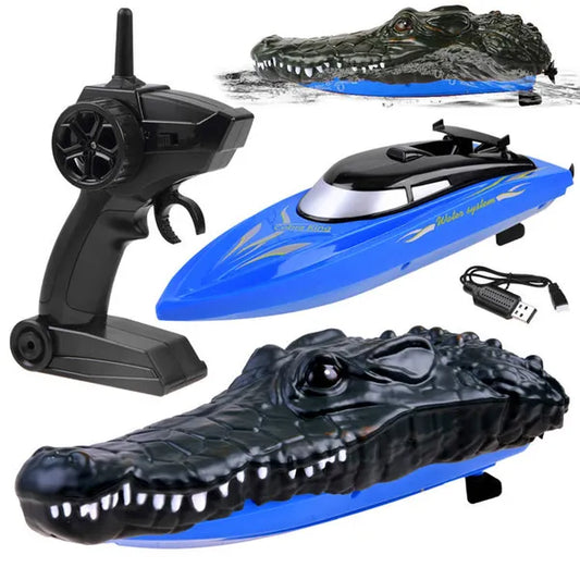 2 az 1-ben távirányítós krokodil motorcsónak, 2.4 GHz, 24 cm
