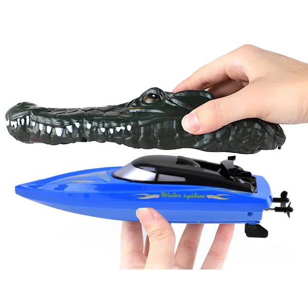 2 az 1-ben távirányítós krokodil motorcsónak, 2.4 GHz, 24 cm