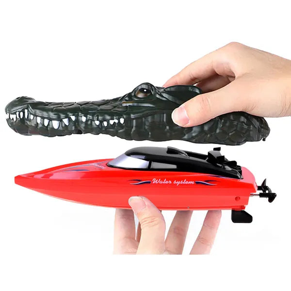 2 az 1-ben távirányítós motorcsónak krokodil fejjel, 2.4 GHz, 24 cm