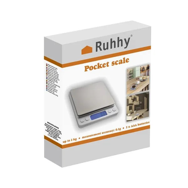 Precíziós digitális konyhai mérleg 0,1 g pontosság, 2 kg, LCD, 2 tál