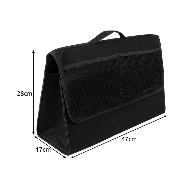 Fekete filc csomagtartó rendező, 22 l, tépőzáras rögzítéssel, 47×17×28 cm