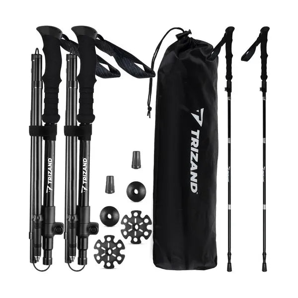 2 db összecsukható alumínium nordic walking túrabot, 110-130 cm, kiegészítőkkel