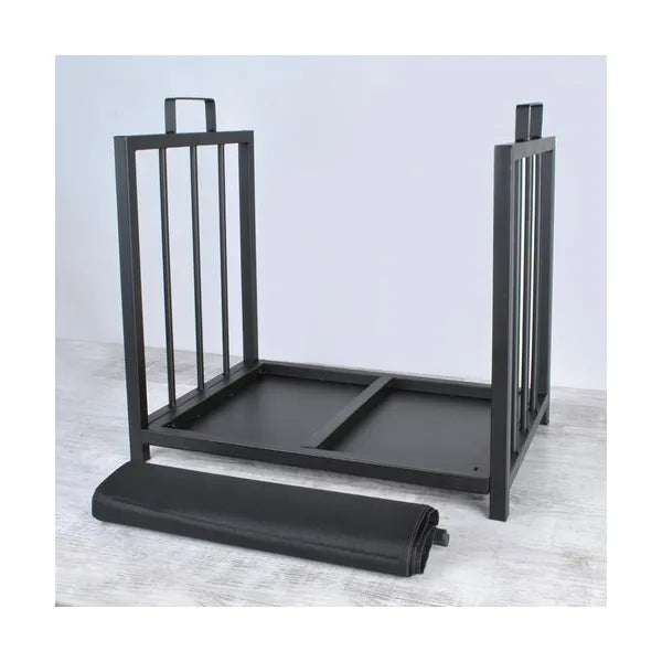 Kaminer 24628 fekete tűzifaállvány 50×37×50 cm, porfestett acél hordtáskával