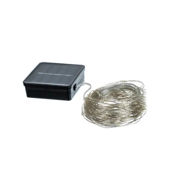 Napelemes LED fényfüzér, 15 m, 150 LED, meleg fehér, IP44 kültéri