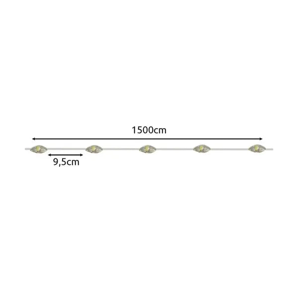 Napelemes LED fényfüzér, 15 m, 150 LED, meleg fehér, IP44 kültéri