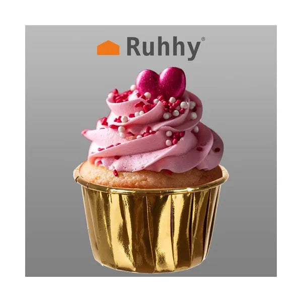 Arany muffin papírkapszli 50 db, 3,5x6 cm, hő- és zsiradékálló