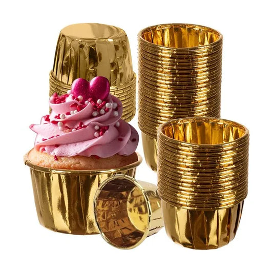 Arany muffin papírkapszli 50 db, 3,5x6 cm, hő- és zsiradékálló