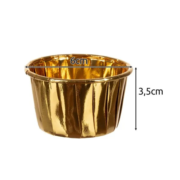 Arany muffin papírkapszli 50 db, 3,5x6 cm, hő- és zsiradékálló