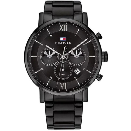 Tommy Hilfiger Evan férfi karóra, fekete acél, 44 mm, WR50