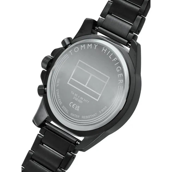 Tommy Hilfiger Evan férfi karóra, fekete acél, 44 mm, WR50