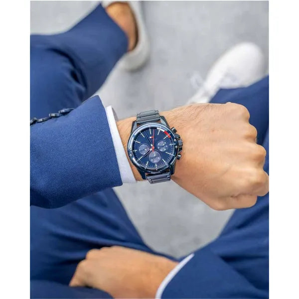 Tommy Hilfiger Mason 1791789 férfi karóra, kék acél szíj, kvarc