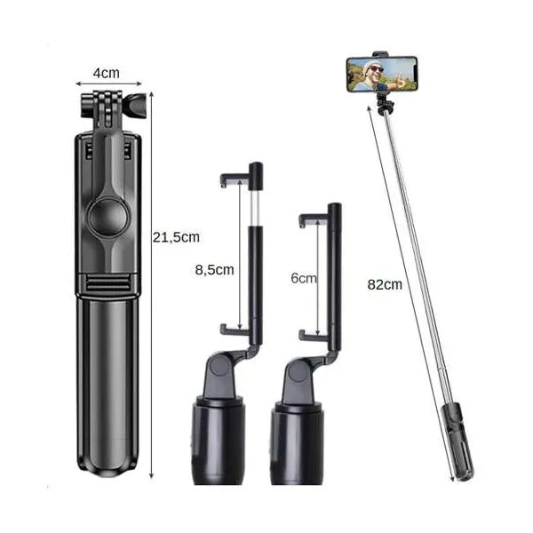 Szelfibot és tripod 2 az 1-ben, Bluetooth távirányítóval, 92 cm, 360°