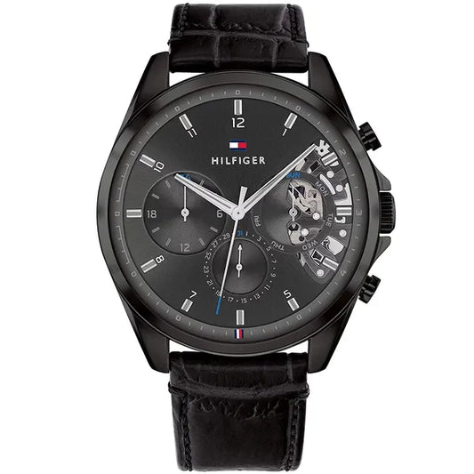 Tommy Hilfiger Baker 1710452 férfi kvarc karóra, 44 mm, fekete bőrszíj