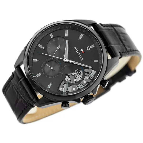 Tommy Hilfiger Baker 1710452 férfi kvarc karóra, 44 mm, fekete bőrszíj