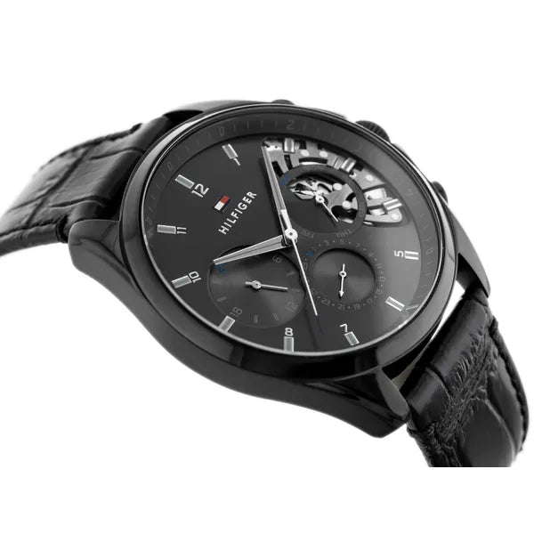 Tommy Hilfiger Baker 1710452 férfi kvarc karóra, 44 mm, fekete bőrszíj