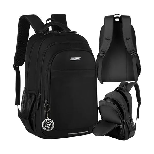 Fekete 30 l-es ergonomikus oxford hátizsák, fényvisszaverő csíkkal