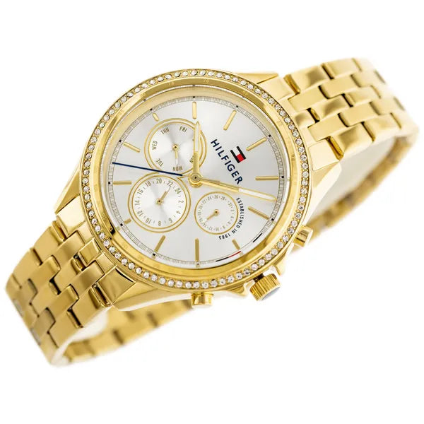 Női Tommy Hilfiger Ari karóra, arany nemesacél, 38 mm, WR30, dátumkijelző