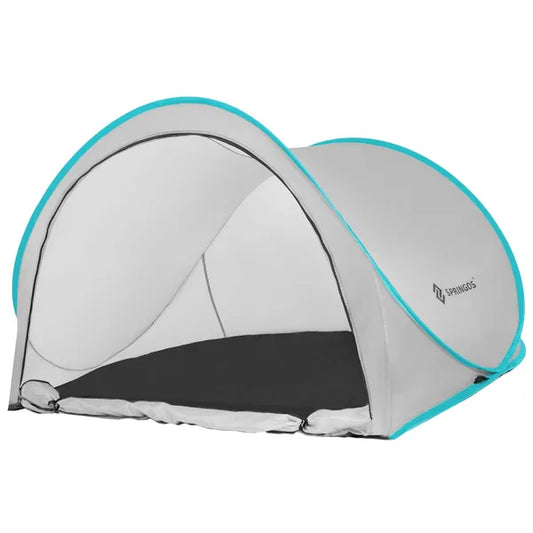 Pop-up strandsátor UV50 védelemmel, 200×120 cm, szürke/kék