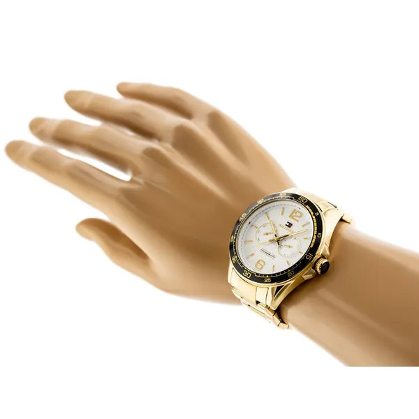 Tommy Hilfiger Erik 45 mm férfi arany rozsdamentes acél karóra, dátum, WR50