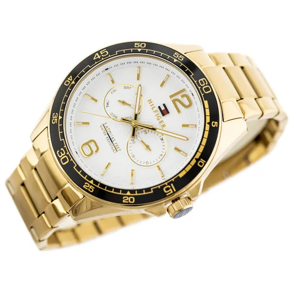 Tommy Hilfiger Erik 45 mm férfi arany rozsdamentes acél karóra, dátum, WR50