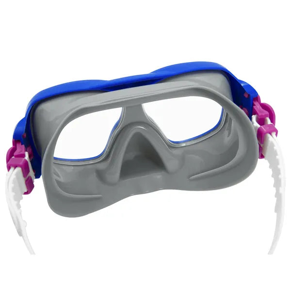 Gyermek búvár maszk és snorkel szett 7+ éveseknek, kék-rózsaszín, UV-szűrő