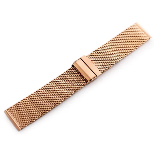 Rozéarany acél mesh óraszíj 22 mm, állítható csattal