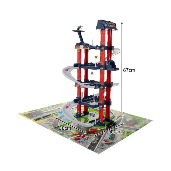 4 szintes interaktív parkológarázs autókkal és helikopterrel