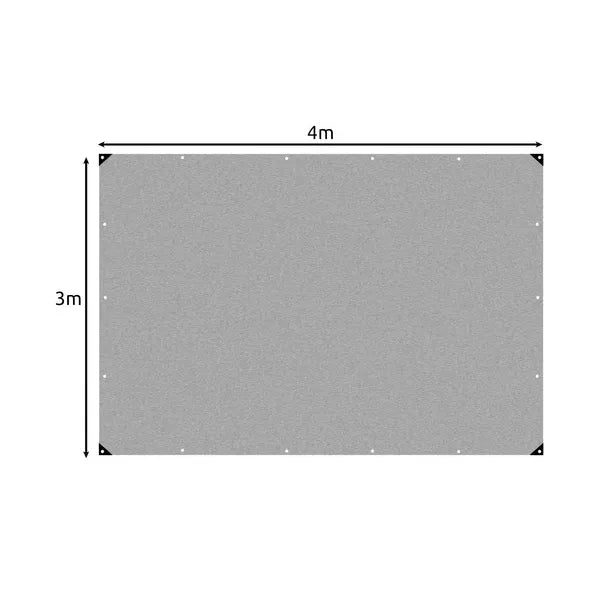 Erős vízálló ponyva 3x4 m, HDPE 120 g/m², ezüst, 14 ringlis