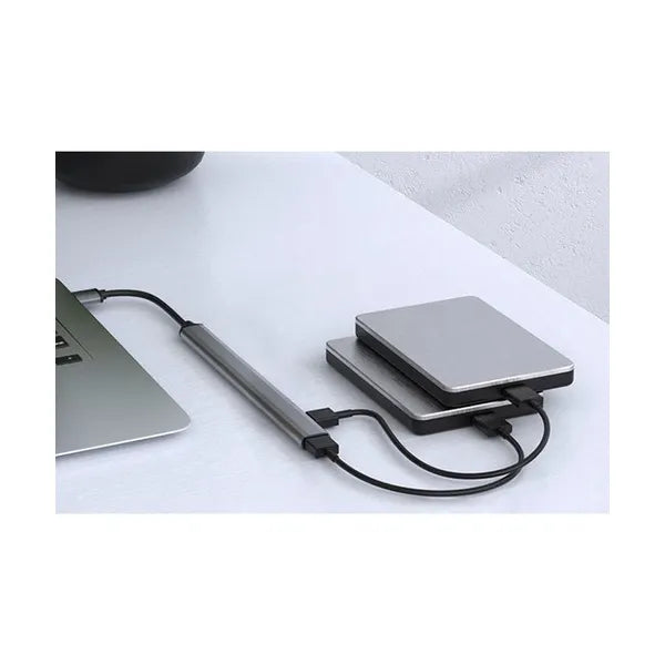 Izoxis 7 portos USB hub, 1×USB 3.2 Gen1 + 6×USB 2.0, alumínium, szürke