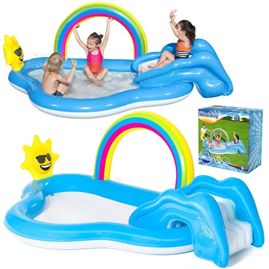 Bestway Rainbow'n'Shine felfújható vízijátszótér csúszdával 257×145×91 cm, 175 l