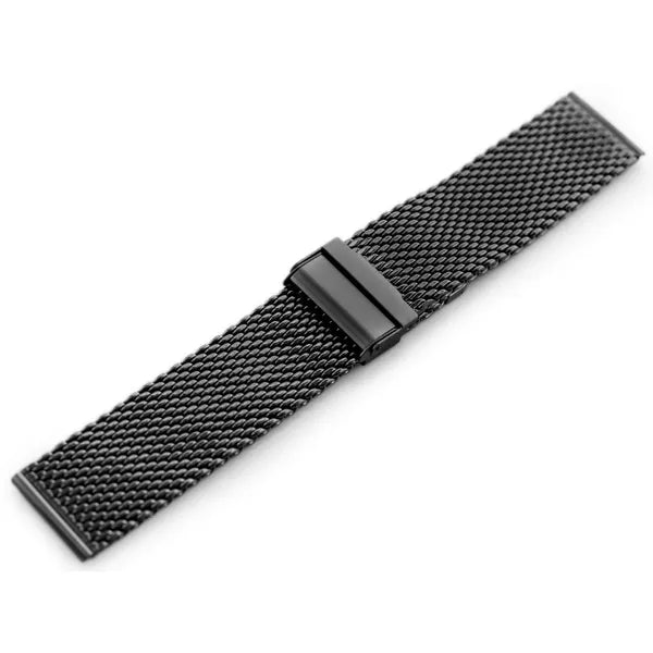 Fekete rozsdamentes acél mesh óraszíj, 24 mm, állítható csat