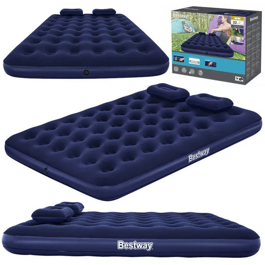 Bestway kétszemélyes velúr felfújható matrac 203×152×22 cm pumpával és párnákkal