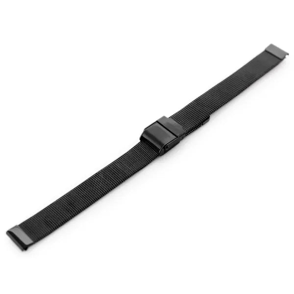 Fekete acél mesh óraszíj, 12 mm, 20 cm, állítható csat
