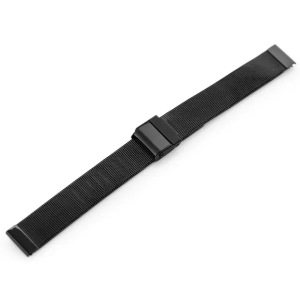 Fekete 16 mm rozsdamentes acél mesh óraszíj, állítható, 20 cm hossz