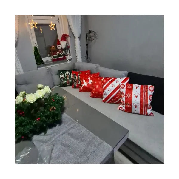 Karácsonyi plüss díszpárna huzat szett, 4 db, 45×45 cm, cipzáras