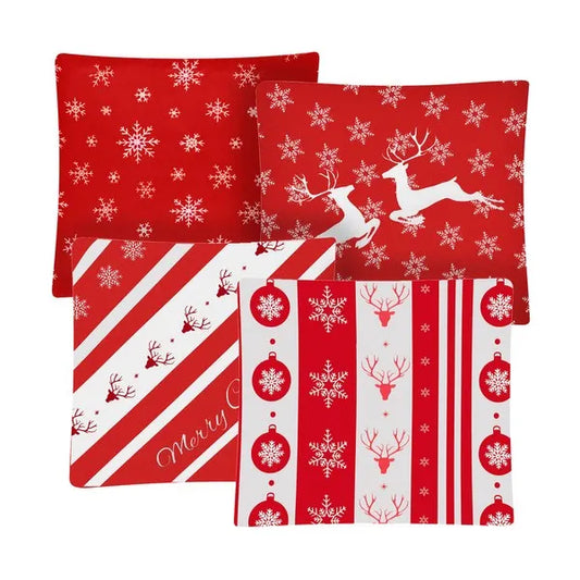 Karácsonyi plüss díszpárna huzat szett, 4 db, 45×45 cm, cipzáras