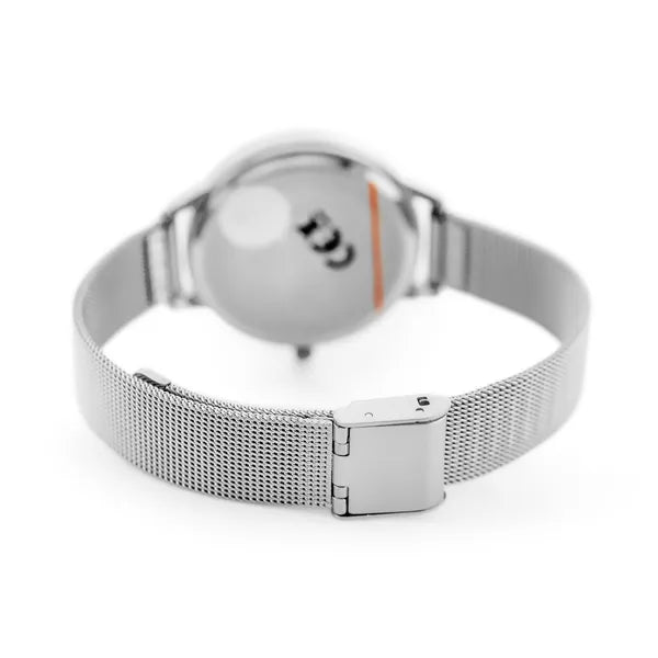 Női kvarc karóra ezüst fémszíjjal, fehér számlap 34 mm Perfect F202-1