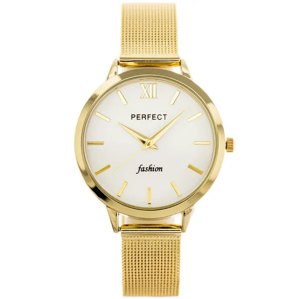 Perfect F202-6 női quartz karóra arany fém szíjjal + ajándékdoboz