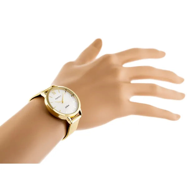 Perfect F202-6 női quartz karóra arany fém szíjjal + ajándékdoboz