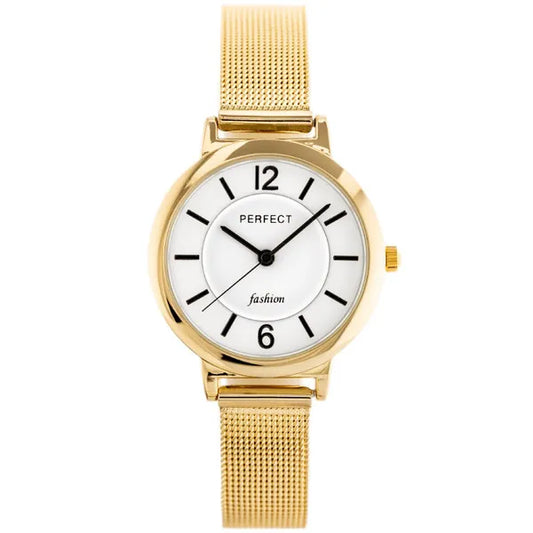 Női kvarc karóra aranyszínű fémszíjjal, fehér számlap, WR30, 30 mm