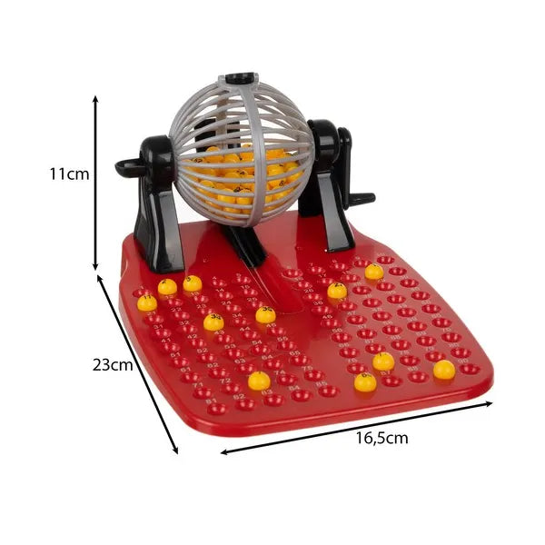 Bingo családi társasjáték sorsológéppel – komplett készlet 2+ fő részére
