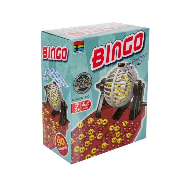 Bingo családi társasjáték sorsológéppel – komplett készlet 2+ fő részére
