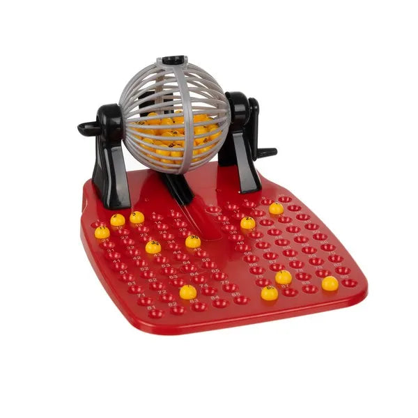 Bingo családi társasjáték sorsológéppel – komplett készlet 2+ fő részére