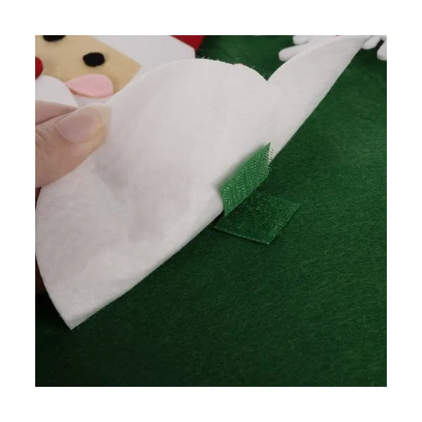 DIY filc karácsonyfa 90 cm, 26 tépőzáras dísz, újrahasználható dekor