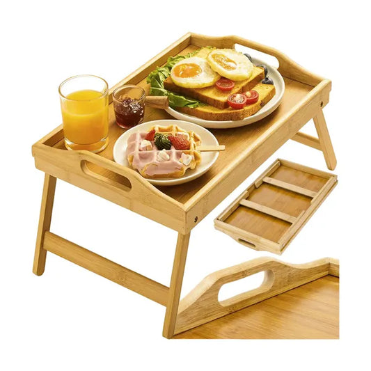 Összecsukható XL bambusz reggeliző- és laptopasztal ágyba, 50×30 cm