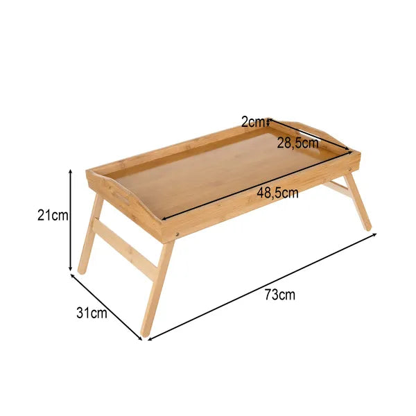 Összecsukható XL bambusz reggeliző- és laptopasztal ágyba, 50×30 cm